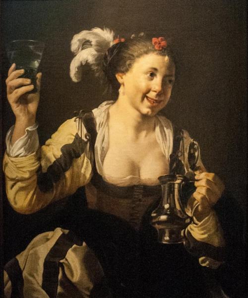 A Girl Holding A Glass by Hendrick Terbrugghen
