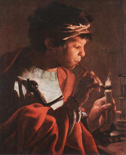 Boy Lighting A Pipe by Hendrick Terbrugghen