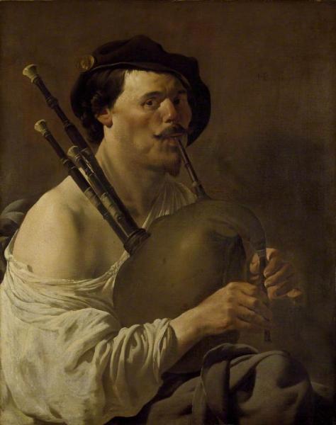 Portrait Of A Man Playing The Bagpipes by Hendrick Terbrugghen