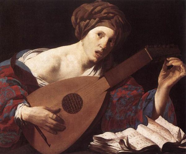 Woman Playing The Lute by Hendrick Terbrugghen