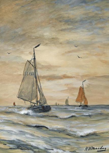 Hendrik Willem Mesdag Bomschuiten At Sea