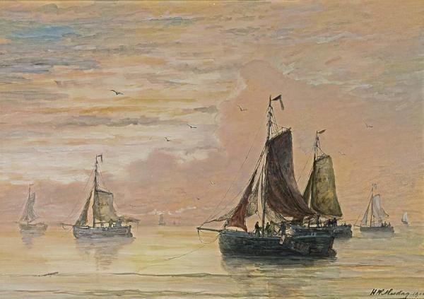 Bomschuiten At Sea Ii by Hendrik Willem Mesdag Oil Painting Reproductions