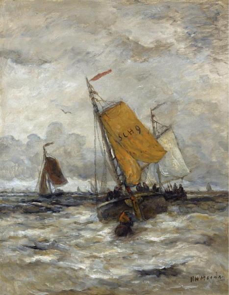 Hendrik Willem Mesdag Fishing Boats On A Stormy Sea