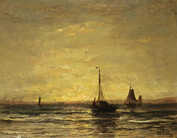 The Return Of The Fleet At Sunset by Hendrik Willem Mesdag Oil Painting Reproductions