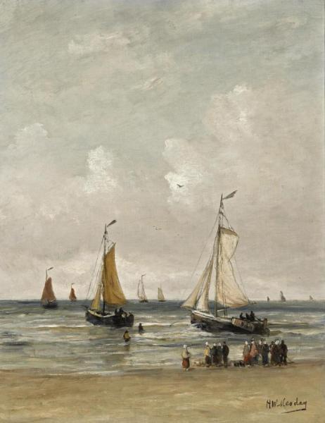 Watching The Fishing Fleet Sail Out by Hendrik Willem Mesdag Oil Painting Reproductions