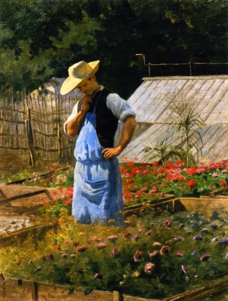 A Corner Of The Rose Garden At Bagatelle by Henri Adolphe Laissement