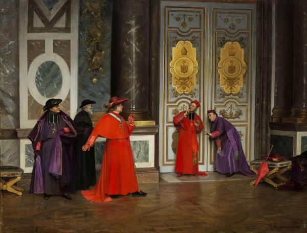 Cardinals In The Hall Of The Vatican by Henri Adolphe Laissement