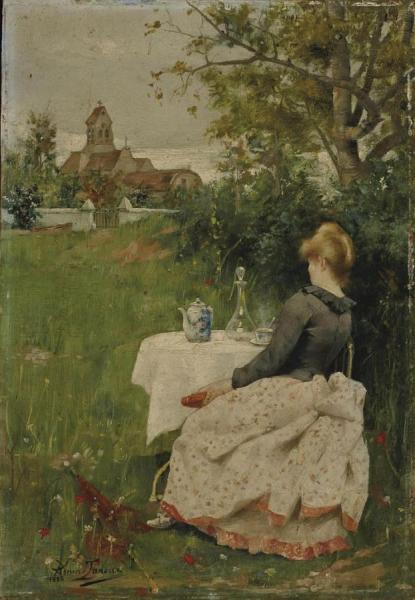 An Afternoon Coffee by Henri Adrien Tanoux