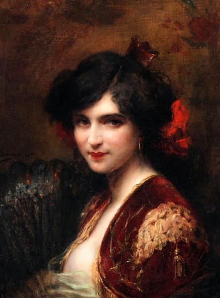 Portrait Of A Spanish Lady by Henri Adrien Tanoux