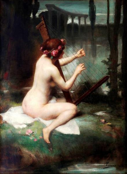 The Harp Player by Henri Adrien Tanoux Oil Painting Reproductions