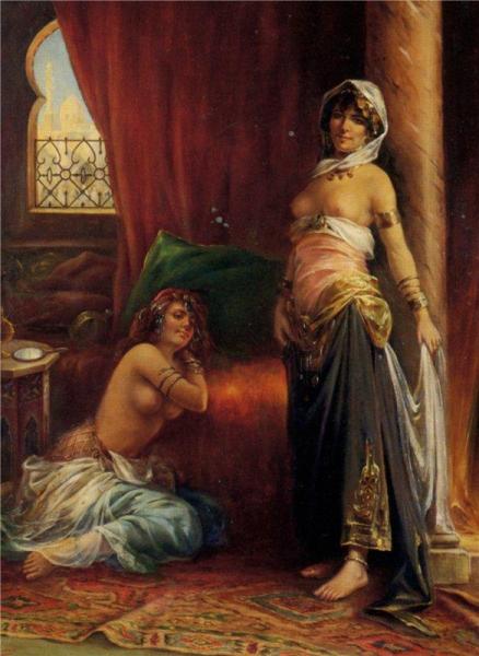 Two Harem Beauties by Henri Adrien Tanoux
