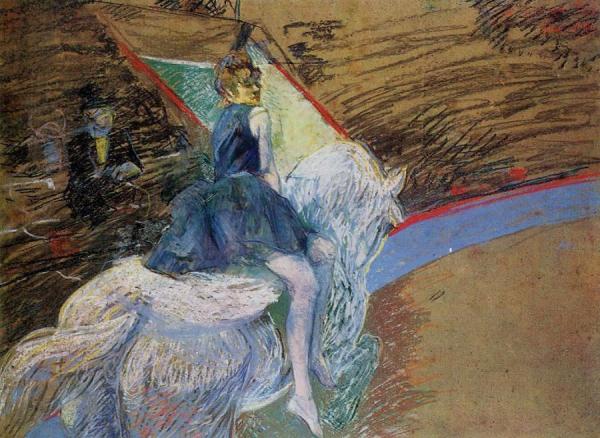 At The Cirque Fernando: Rider On A White Horse by Henri De Toulouse-lautrec