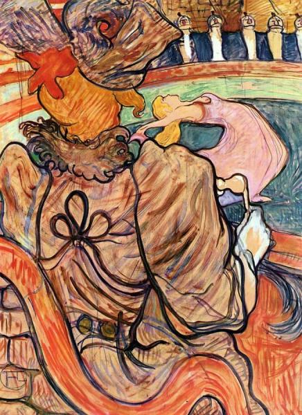 At The Nouveau Cirque: The Dancer And Five Stuffed Shirts by Henri De Toulouse-lautrec
