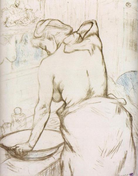 Elles: Woman At Her Toilette, Washing Herself by Henri De Toulouse-lautrec