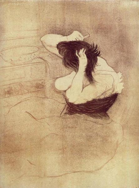 Elles: Woman Combing Her Hair by Henri De Toulouse-lautrec