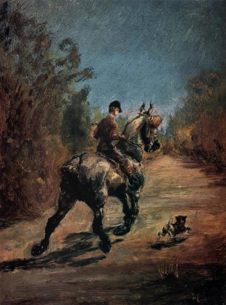 Horse And Rider With A Little Dog by Henri De Toulouse-lautrec