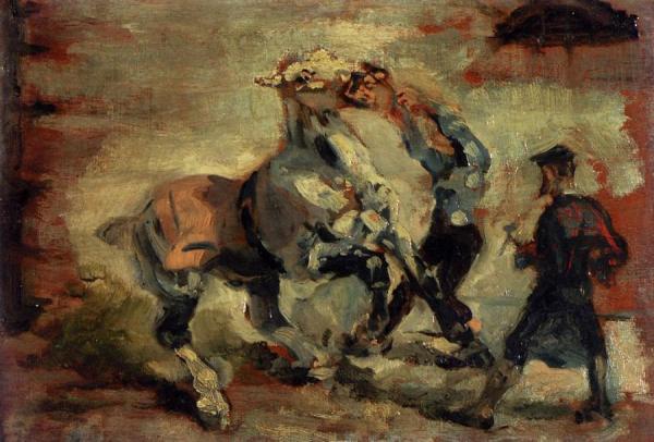 Horse Fighting His Groom by Henri De Toulouse-lautrec
