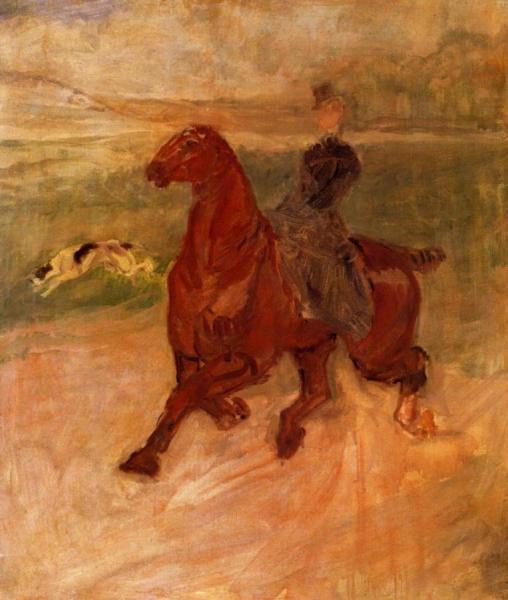 Horsewoman And Dog by Henri De Toulouse-lautrec
