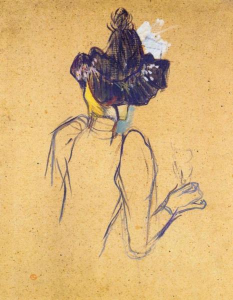 Jane Avril Seen From The Back by Henri De Toulouse-lautrec
