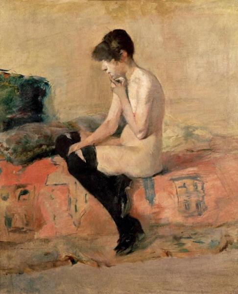 Nude Woman Seated On A Divan by Henri De Toulouse-lautrec