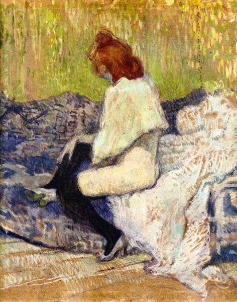 Red-headed Woman Sitting On The Couch (justine Dieuhl) by Henri De Toulouse-lautrec Oil Painting Reproductions