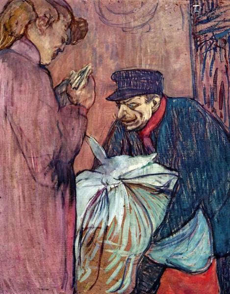 The Laundryman Calling At The Brothal by Henri De Toulouse-lautrec