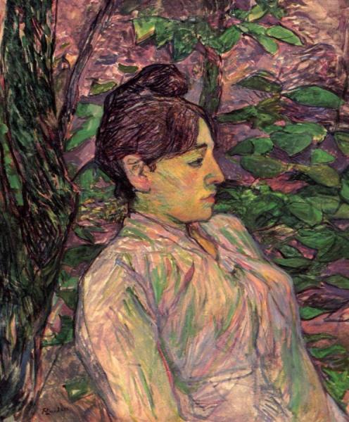 Woman Seated In A Garden by Henri De Toulouse-lautrec