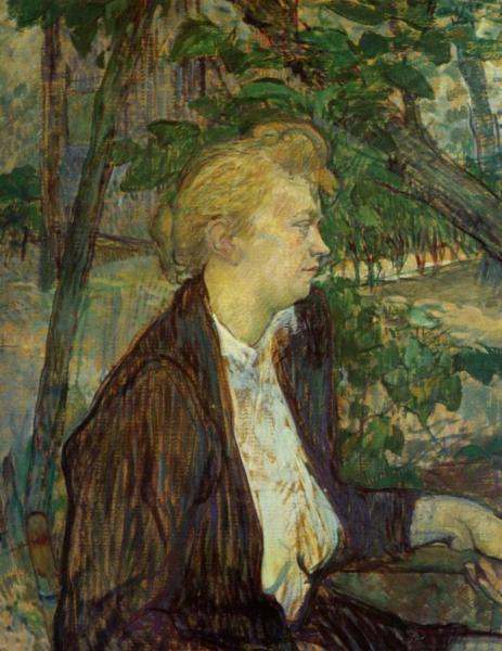 Woman Seated In A Garden by Henri De Toulouse-lautrec