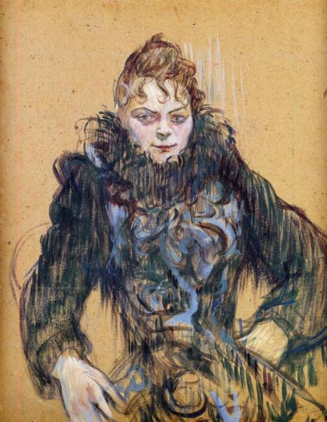 Woman With A Black Boa by Henri De Toulouse-lautrec