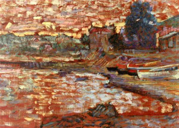 Boats Beached At Lavandou by Henri Edmond Cross