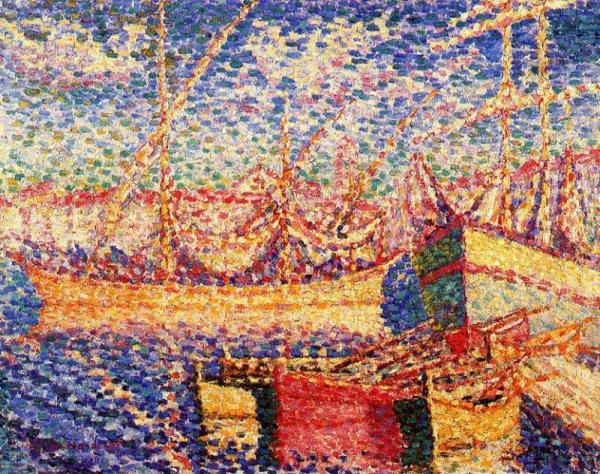 Boats In The Port Of St. Tropez by Henri Edmond Cross