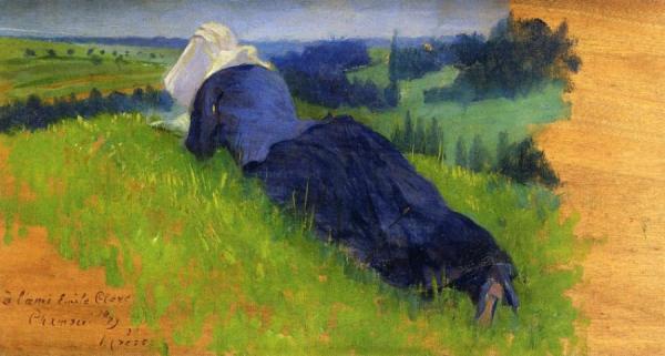 Peasant Woman Stretched Out On The Grass by Henri Edmond Cross