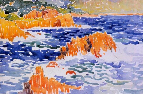 Rocks At Trayas by Henri Edmond Cross Oil Painting Reproductions
