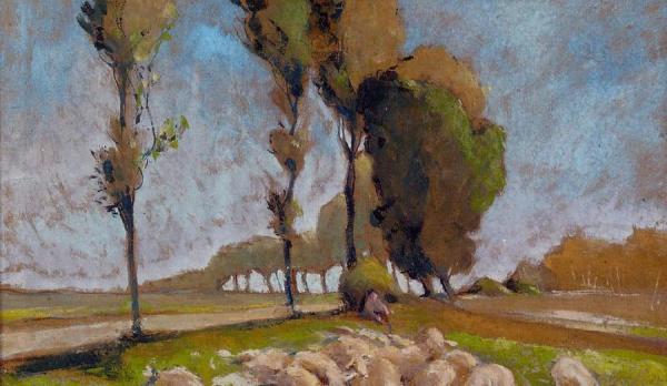 Shepherd And Sheep by Henri Edmond Cross
