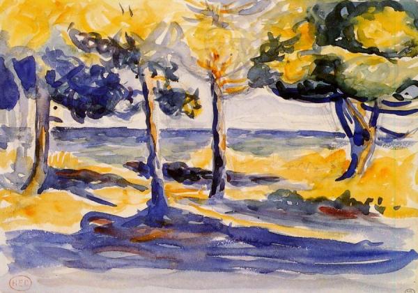 Trees By The Sea by Henri Edmond Cross