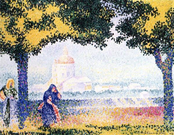 View Of The Church Of Santa Maria Deli Angeli Near Assisi by Henri Edmond Cross