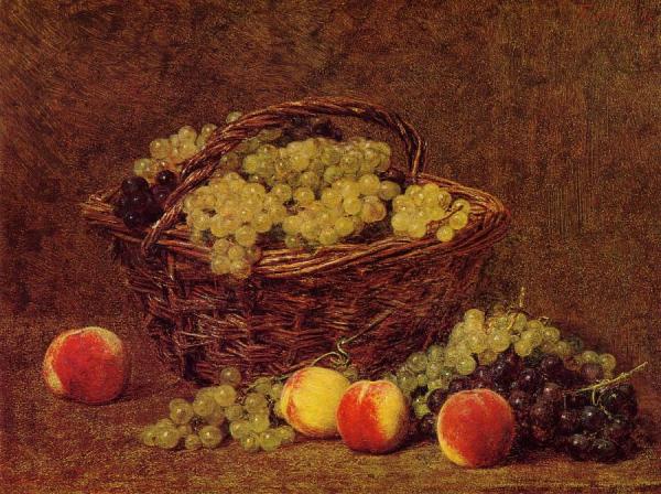 Basket Of White Grapes And Peaches by Henri Fantin-latour