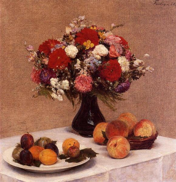 Flowers And Fruit by Henri Fantin-latour