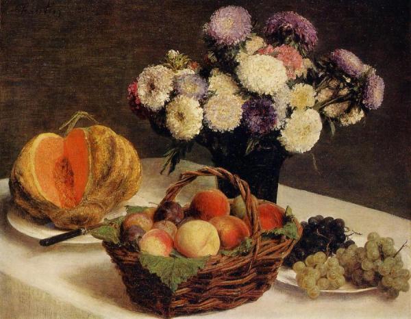 Flowers And Fruit, A Melon by Henri Fantin-latour