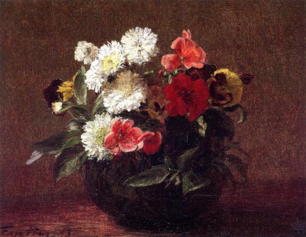 Flowers In A Clay Pot by Henri Fantin-latour