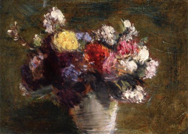 Flowers In A White Porcelain Pot by Henri Fantin-latour