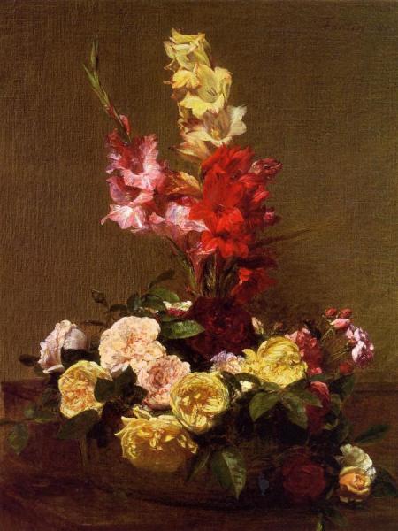 Gladiolas And Roses by Henri Fantin-latour