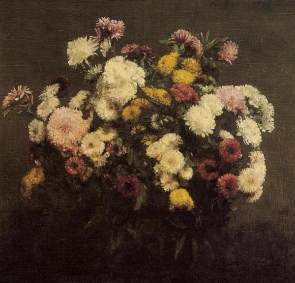 Large Bouquet Of Crysanthemums by Henri Fantin-latour