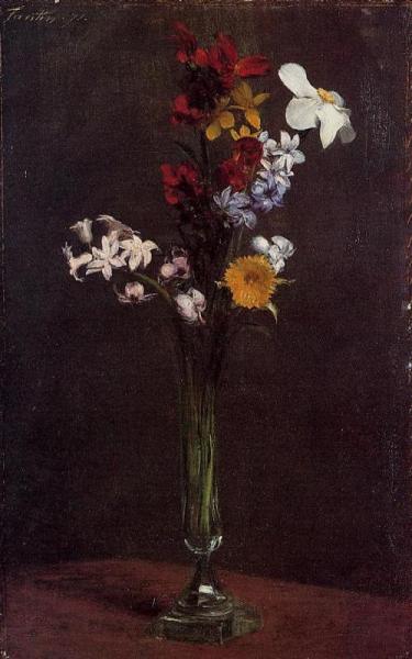 Narcisses, Hyacinths And Nasturtiums by Henri Fantin-latour