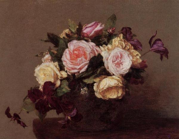 Roses And Clematis by Henri Fantin-latour