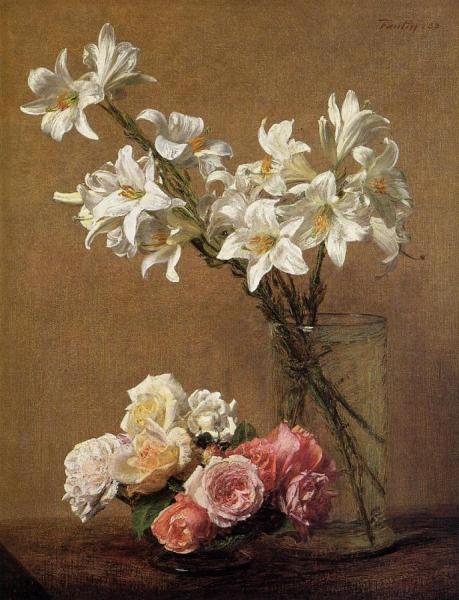 Roses And Lilies by Henri Fantin-latour