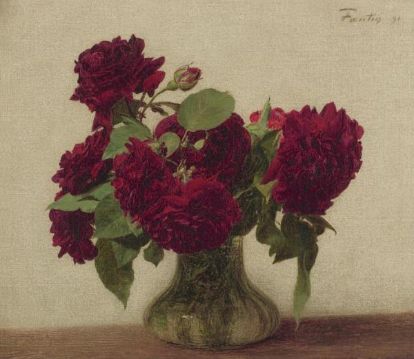 Roses Foncees Sur Fond Clair by Henri Fantin-latour