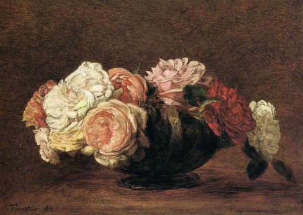 Roses In A Bowl by Henri Fantin-latour