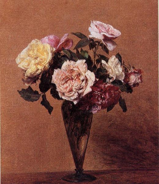 Roses In A Vase by Henri Fantin-latour