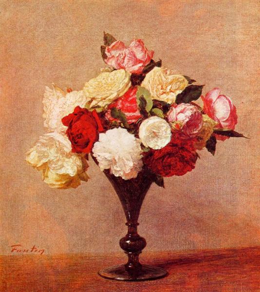 Roses In A Vase by Henri Fantin-latour